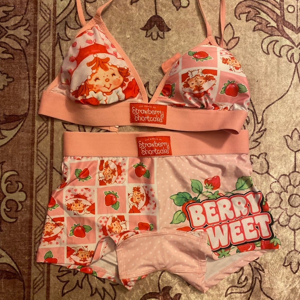 Pink Strawberry Print Bra Intimates